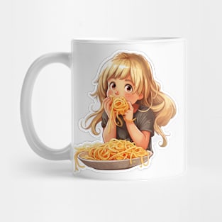 Cute Girl Eating Spaghetti Mug